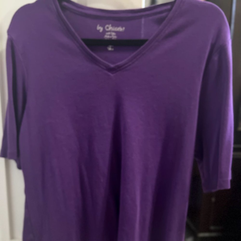 Chico's V-Neck Tee Size 2 (12/14L) - Dark Puple